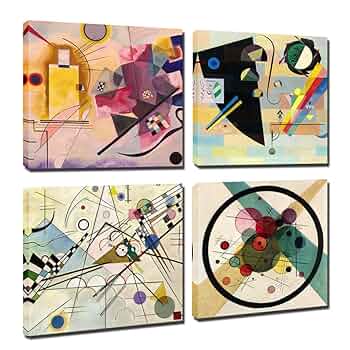 抽象アクリル画 幾何学的形状 幾何学的なオリジナル抽象的カラフル絵画、アクリルモダン